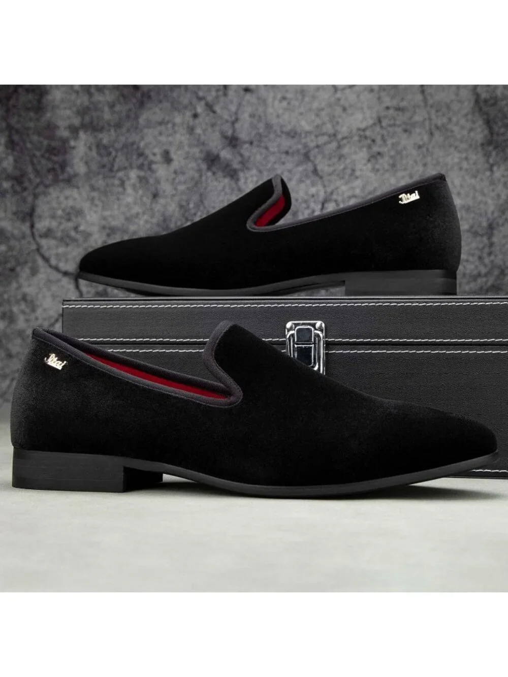 JITAI Men's Black15 Elegant Rubber & Leather Penny Loafers Casual Formal Shoes